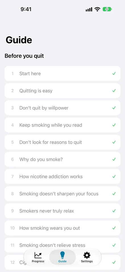 Guide. Before you quit